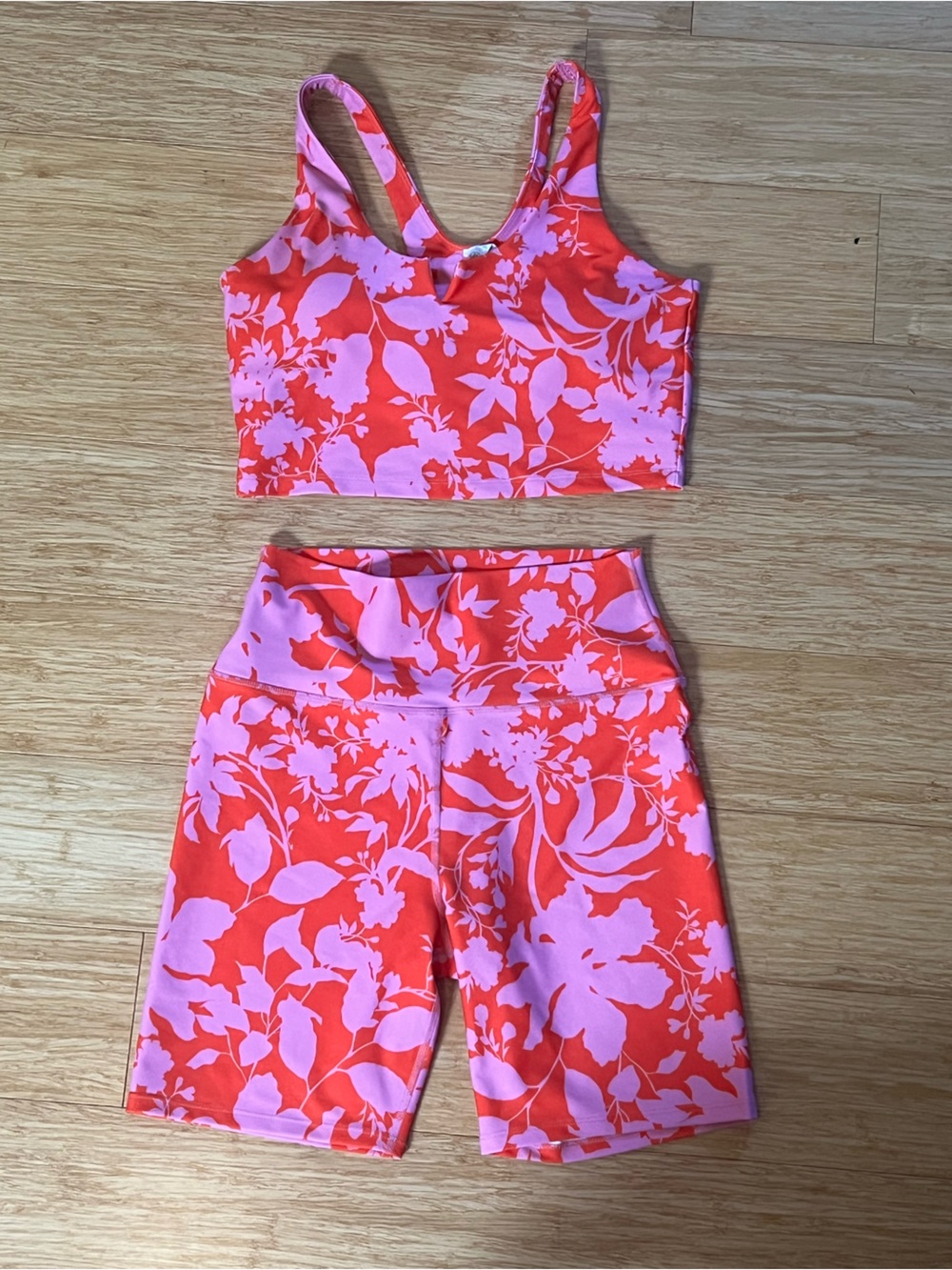 Cascade Collective Pink and Red Floral Workout Set